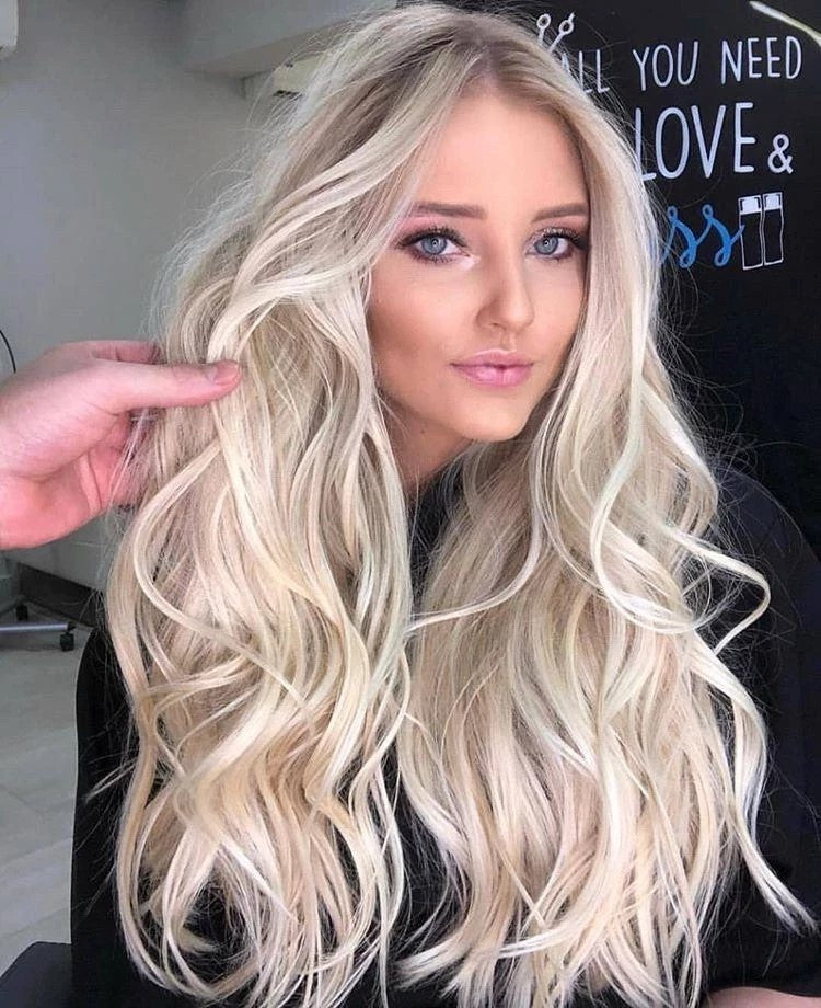 Wholesale Middle-parted gradient yellow long curly hair women's big wave rose net wig